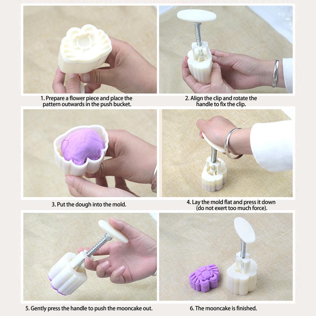 Easy Clean 200g Thickened Mooncake Mould Delicate Patterned Mooncakes Crafting Molds Manual Mooncakes Press Embosser