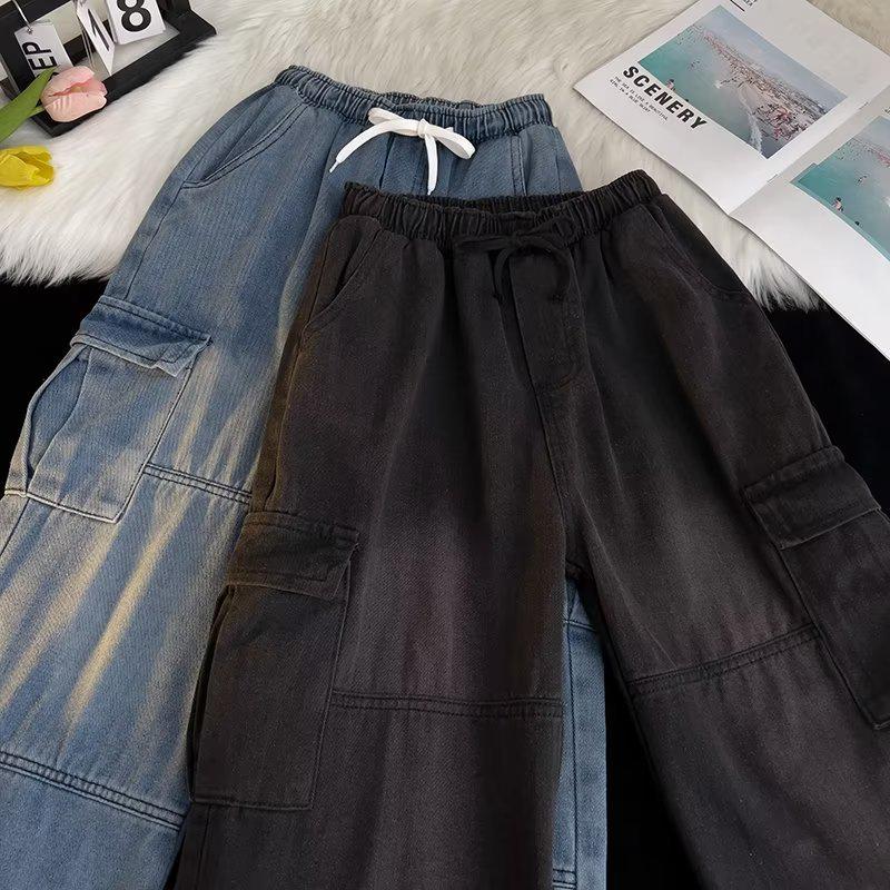 Men's Retro Loose-Fit Japanese Jeans with 3D Pockets and Tapered Legs
