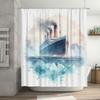 Watercolor Ship Shower Curtain Waterproof Bathroom Decor with Mountains Print for Home Decoration In Bathrooms Kitchens from Hom