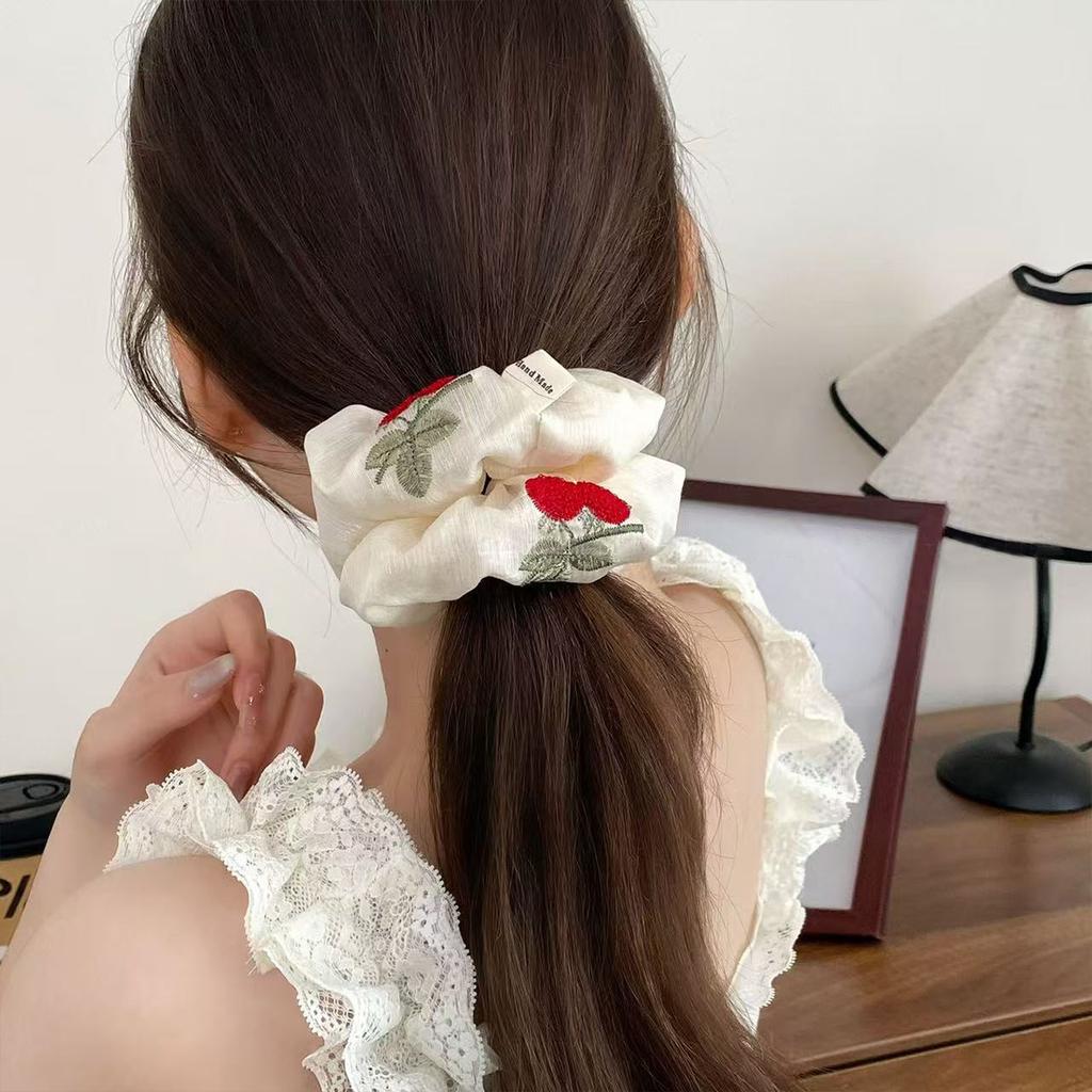 1pc weet Embroidered Cherry Four-Layer Lace large intestine hair ring Elegant Headband Scarf Hairpin, Bun Hairpin Flower Hairpin