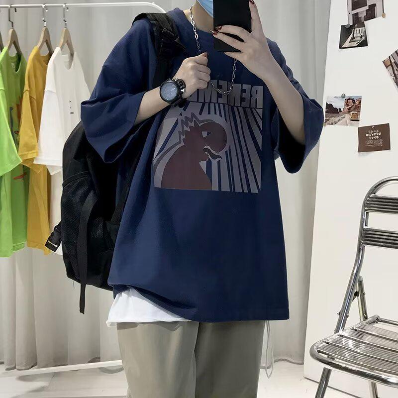 

Men s Summer Trend Pure Cotton Loose Fit T-Shirt 2XL темно-синий