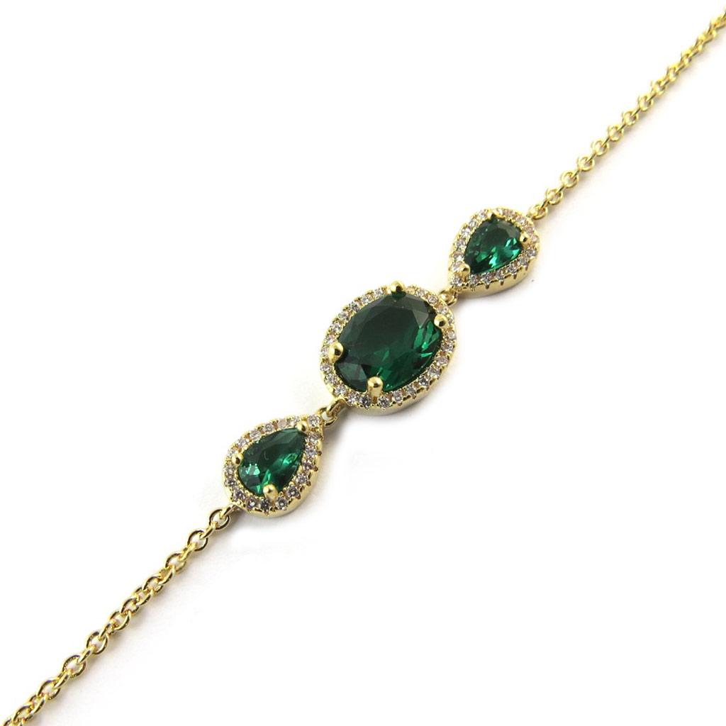 Les Trésors De Lily [N5402] - Gold Plated Bracelet 'Sissi' Golden Green