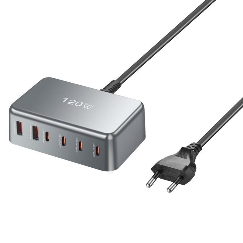 120W Gan Charger Multi Ports Fast Charger Desktop Charging Station Usb Type C Pd Phone Charger Adapter For Ipad Laptop Tablet