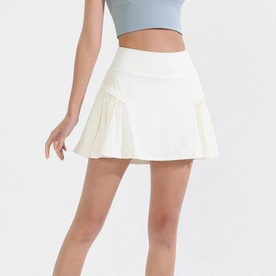 Damen Sommer Zweiteiliger Sport-Skort: Atmungsaktiver High-Waist Tennisrock mit Anti-Exposure Yoga-Shorts zum Laufen und Trainieren