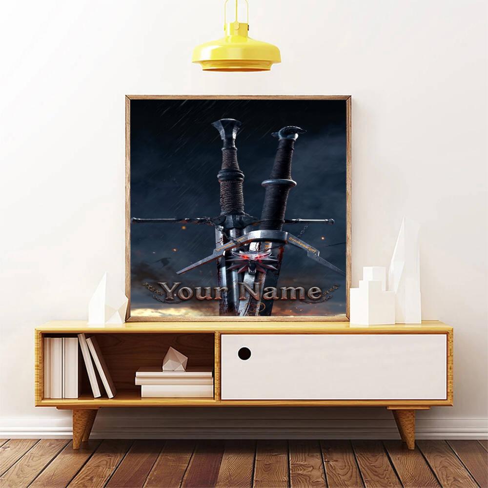 The Witcher 3 Customize Your Name Diamond Painting Round Diamond Diy Frameless Holiday Artwork Suitable For Home Office Wall Decoration