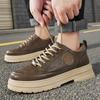 thick-soled tooling leather shoes men's casual shoes low-top Martin boots leather surface waterproof breathable board shoes sports men's shoes