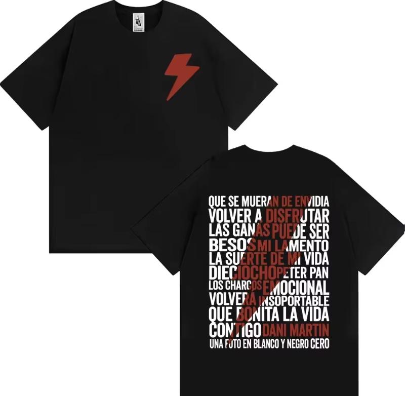 Vintage Washed Dani Martín 25th Anniversary Tour Pop Rock Printed Cotton T-shirt Men Women Tee Summer Casual Fashion Clothing Tops Streetwear