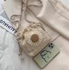 Women's Bag Summer Beach Straw Bags Classic Texture Sunflower Drawstring Woven Bucket Crossbody Shoulder Messenger