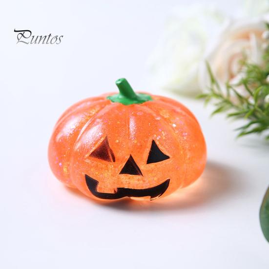 Sensorischer Stressball Halloween Kürbis Entlastungsspielzeug, Gruseliger Kopf Knet-Angst-Klar Glitzer Zuckerball, Partygeschenke Spielzeug