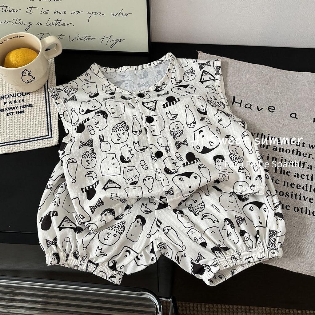 Children's Summer Outfit Summer Vest Set Cartoon Anime Shorts Summer Two-piece Set