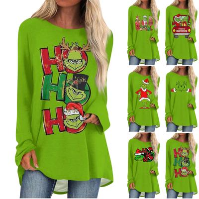 T-shirt à manches longues et col rond pour femme, haut décontracté et ample, automne et hiver