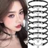 Goth Punk Y2K Sexy Choker Necklace Charm Bell Pendant PU Leather Vintage Necklaces for Women Men Spice Girl Jewelry Accessories