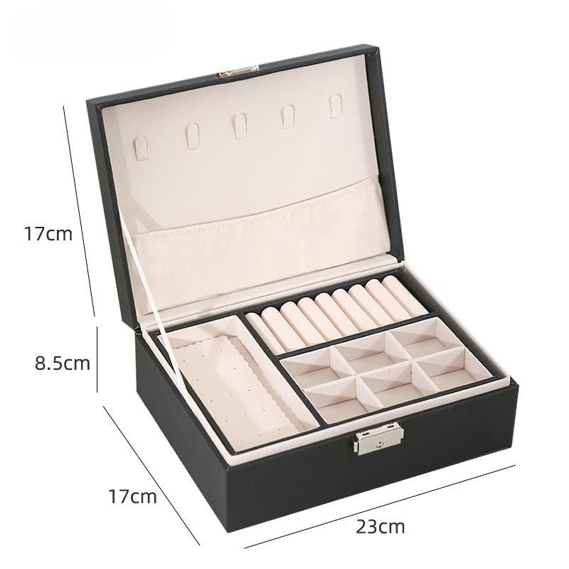 Dubbellaagse Houten Sieradendoos Ringdoos Sieradendozen en Verpakking met PU Leer Sieraden Opbergorganizer en Make-up Koffer