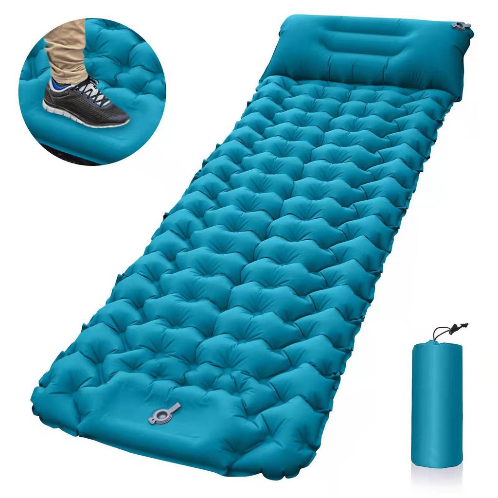 Lightweight Foot-Pump Inflatable Sleeping Pad: Portable, Moisture-Proof, Outdoor, Car-Mounted Bed