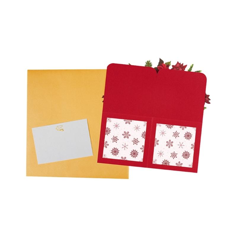 

Handmade Poinsettia Paper Carving Christmas Greeting Cards with Envelope for Kid Adult Men Women Festival Celebration 1