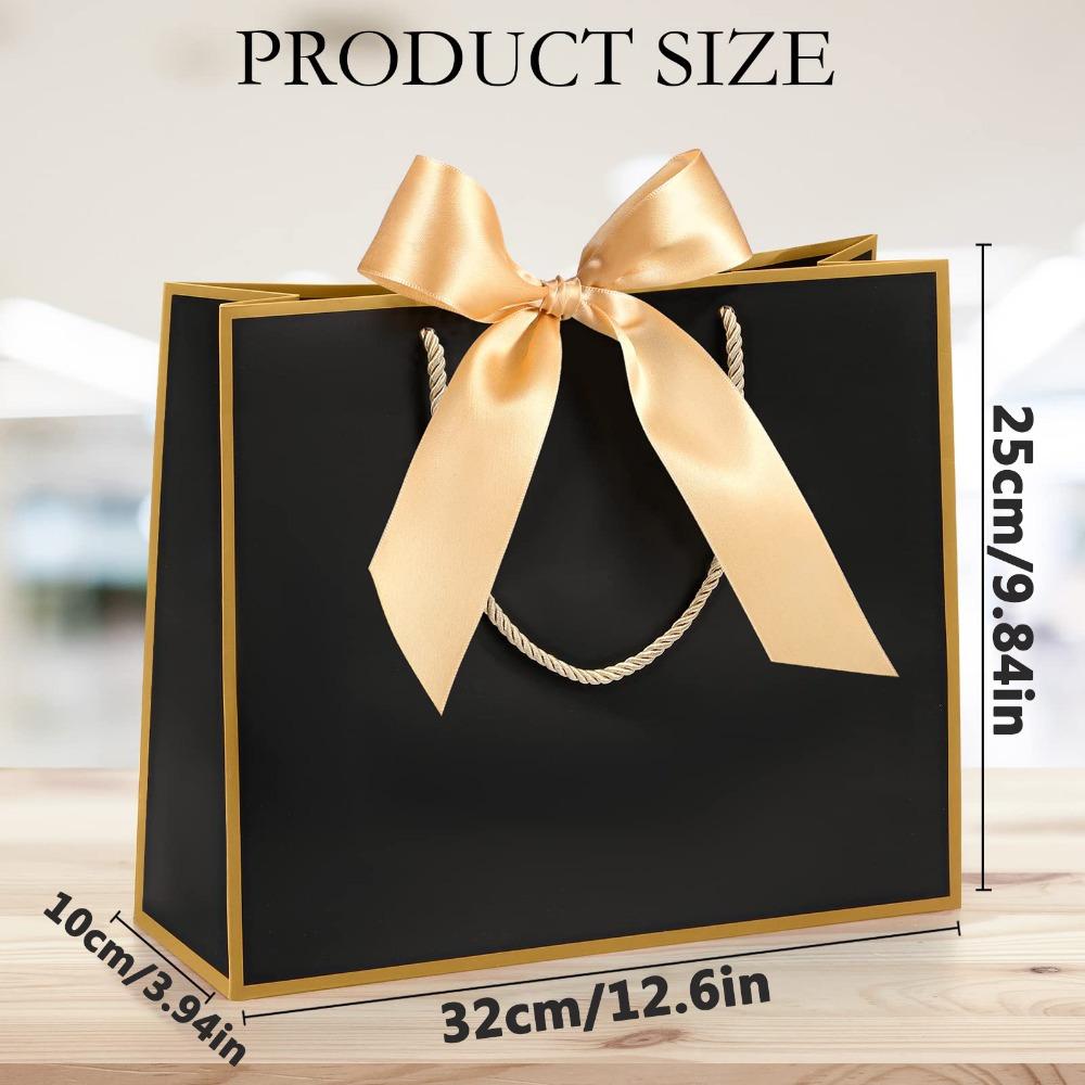 6pcs Elegant Thank You Gift Bags with Handles and Bow Ribbon Paper Tote Bags Gift Packing Bag for Weddings Bridesmaids Birthdays Housewarmings