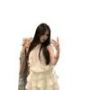 Rich family daughter neck dress women's summer design princess cake dress sweet girl waist skirt