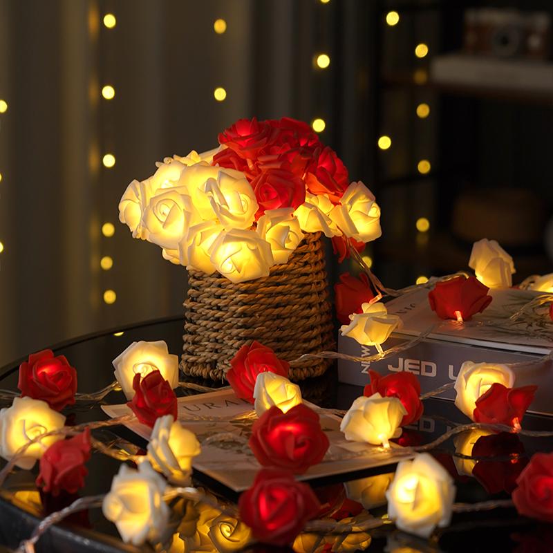 LED Rose String Lights - Romantic Valentine's Day Bedroom Decor