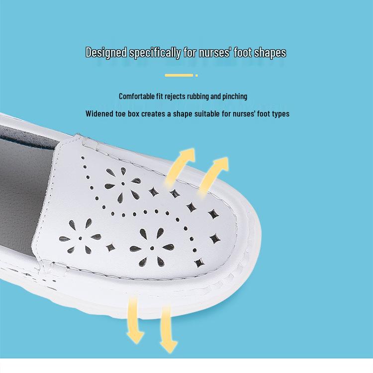 Women's Spring/Autumn Nurse Shoes - Thick, Soft, Comfortable, Breathable, Hollowed Out, Ideal for Medical and Healthcare Work