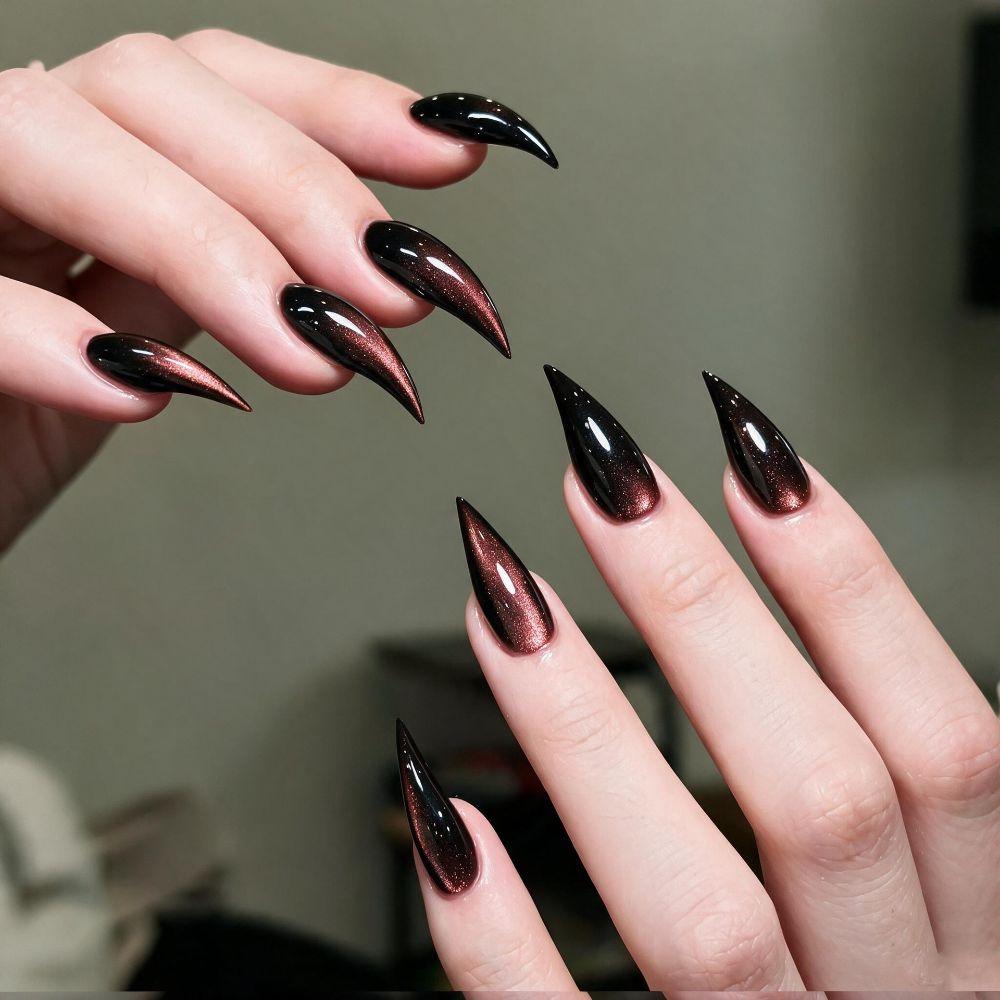 Gradient Halloween False Nails Wearable Nail Tips Set Durable Blood Stained Fake Nail Party