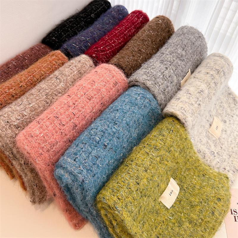 Diandian yarn contains knitted scarf medium and long shawl scarf versatile warm and cold-proof autumn and winter women's new models