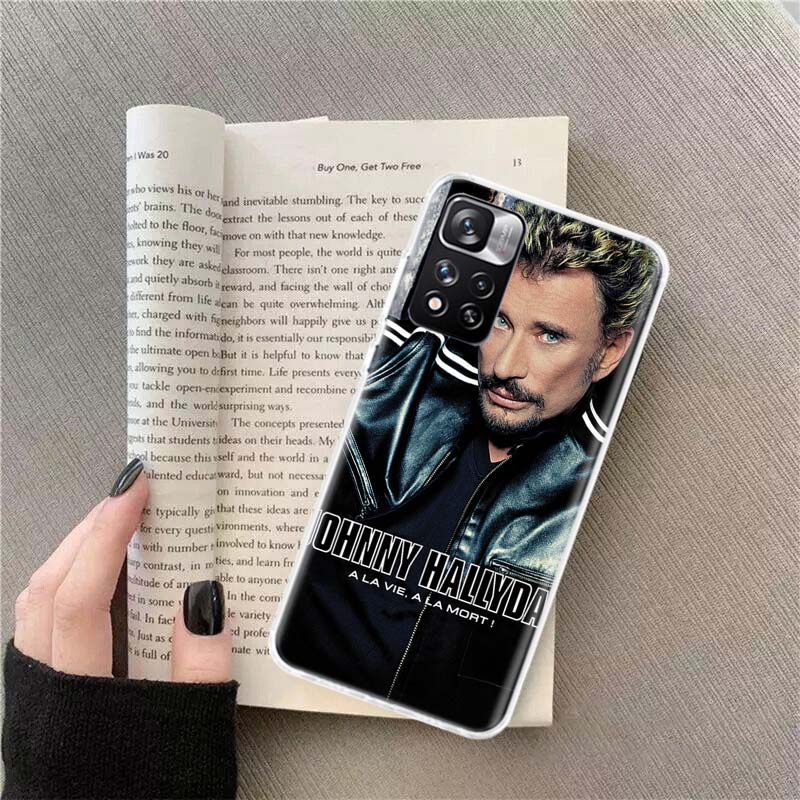 Johnny Hallyday Music Black Phone Case For Xiaomi Redmi Note 14 13 Pro Plus 5G Cover 13C 14C 12 12C 9 9T 9C 10 10C 8 7 6 10A 9A