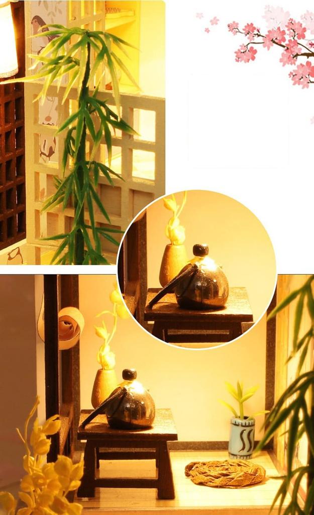 Moin moin Maßstab Puppenhaus Miniatur Handgefertigt Bausatz DIY Modell Raum Stil Modern Japanisch Mittlere Größe LED Licht Acrylbox 2305dh389 1/24 Set, Zweistöckig