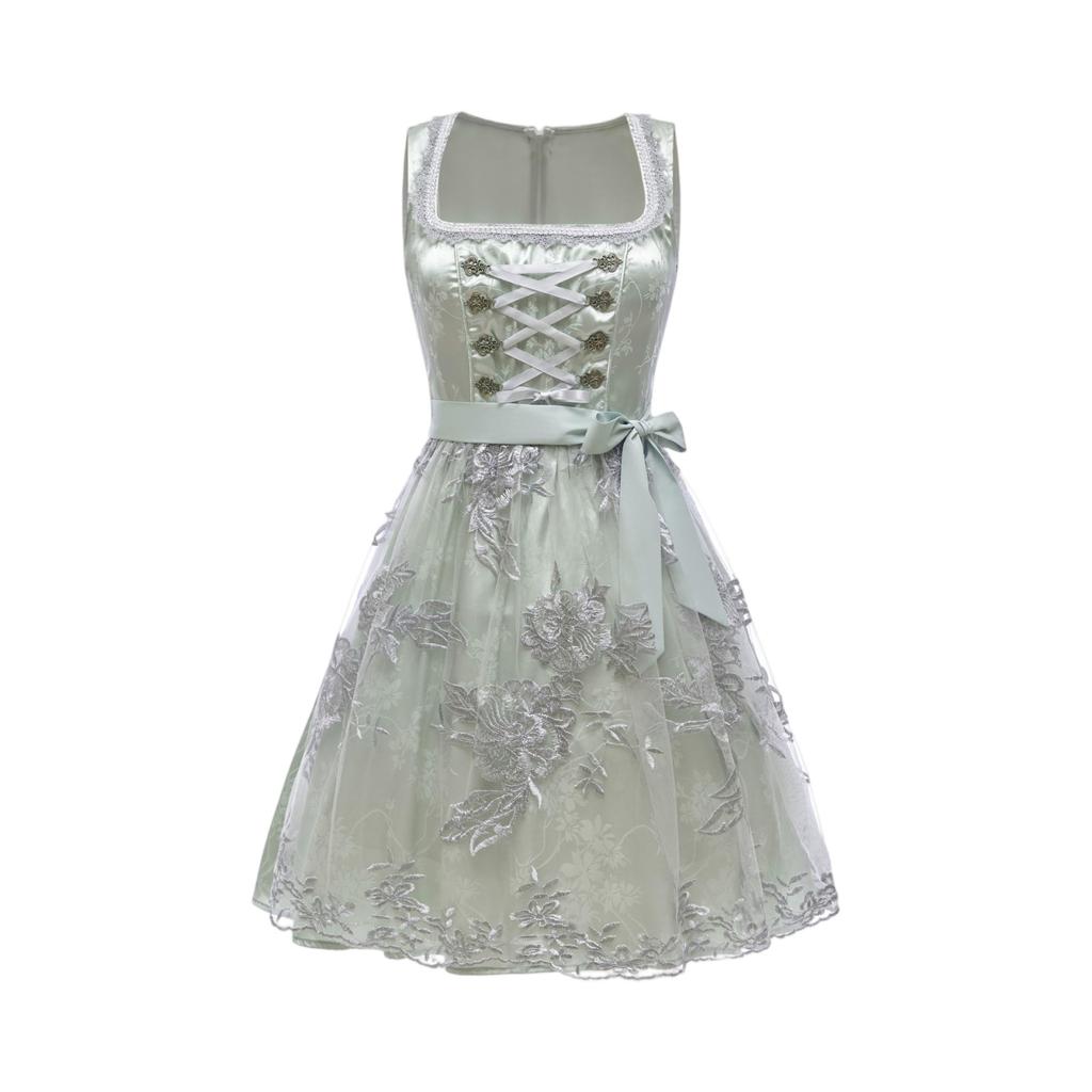 Beer Festival Costume Bavarian Women's Performance Costume Floral Print Square Neck Dress