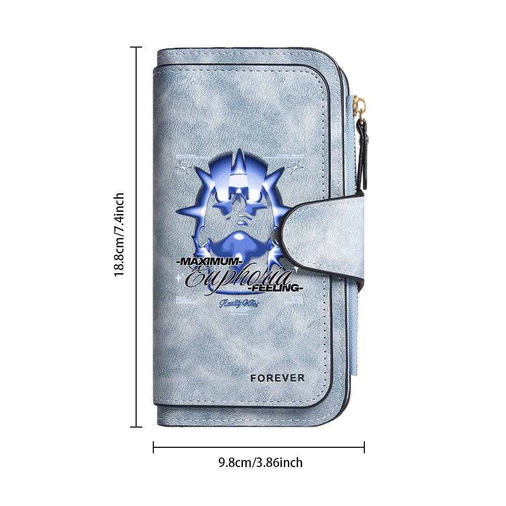 Fashion Pu Leather Wallet Long Multi Card Holder Portable Trendy Cool Graphic Purse for Daily Use