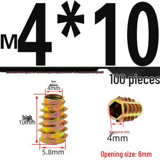 Zinc Alloy Hex Self-Tapping Nut with Washer for Furniture, Internal/External Thread, Medium Wood, Sizes M4-M8.