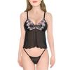 [LittleForBig] Women's 2-Piece Striped Lingerie Set (Romantic) - Lace Halter and T-Back, Size XL