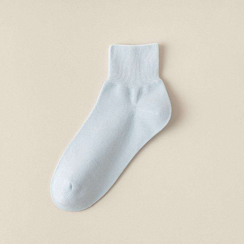 Women's Spring and Summer Thin Pure Color All Go Boneless Simple Loose Mouth In The Tube Socks