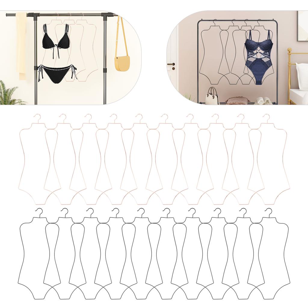 10PCS Iron Swimsuit Hangers,Black/Rose Gold Hourglass-shaped Swimsuit Display Hangers for Hanging Swimsuits