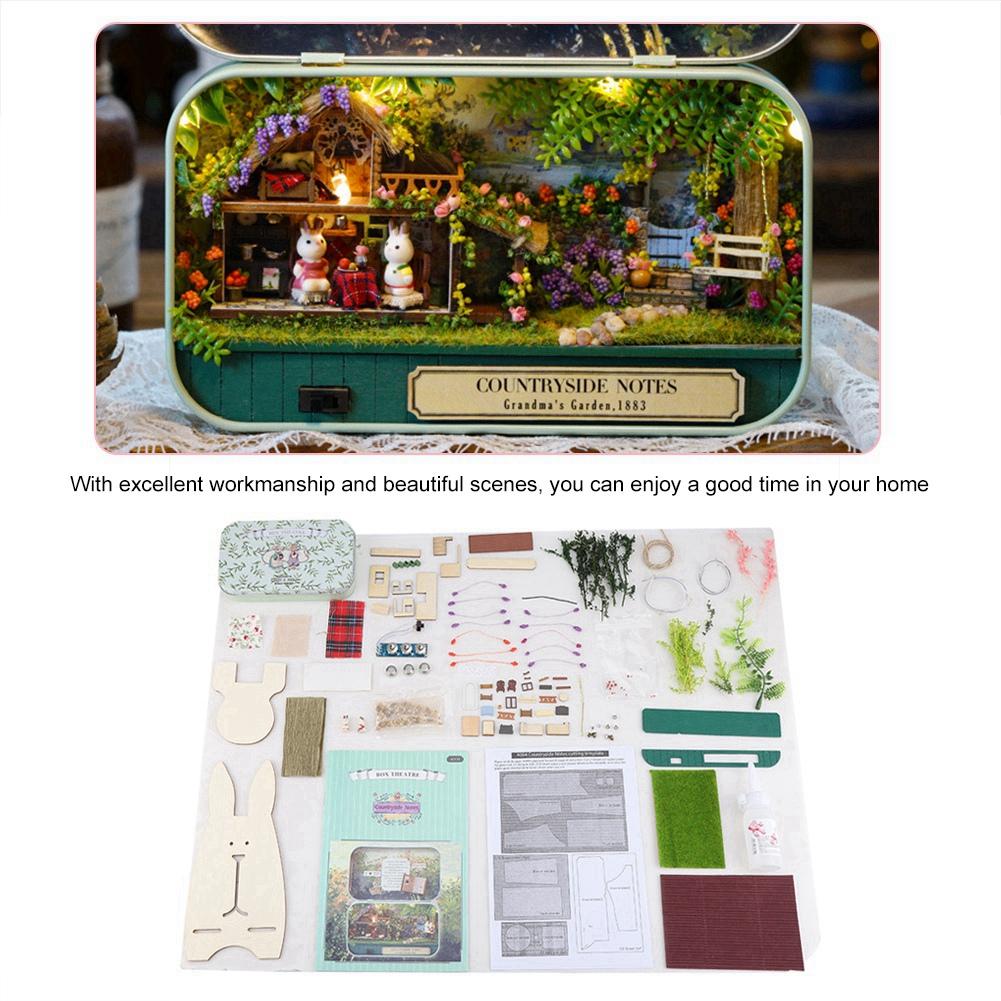 

DIY Miniature Handmade Box Dollhouse Good Old Time Theme Mini Doll House Pastoral Notes