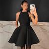 LYRIA French Style Sexy Black High-waist Sleeveless Halter Neck Dress, New European and American Fashion Short Dress