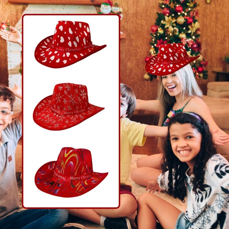 Christmas Top Hat for Women Men Holiday Celebration Cowgirl Hat Unisex Party Hat Festival Caps Party Props Costume Hat
