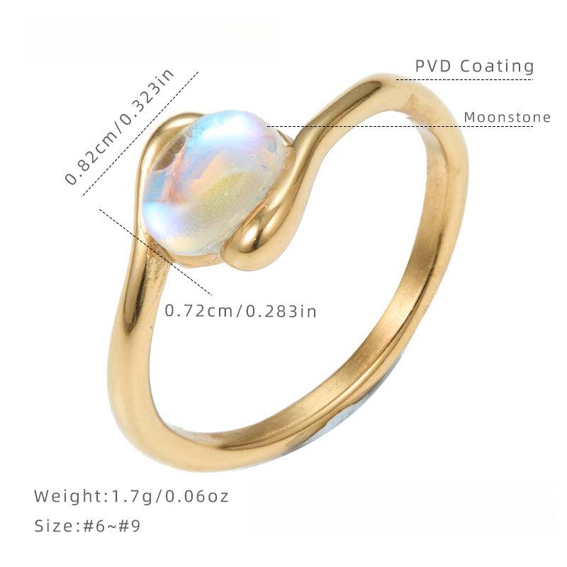 

Новое овальное кольцо с лунным камнем Женское кольцо нишевое класса люкс из титановой стали, не тускнеющие аксессуары 7