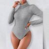 Bodysuit Long Sleeve High Neck Stretch Fabric For Elegant Womens Fashion