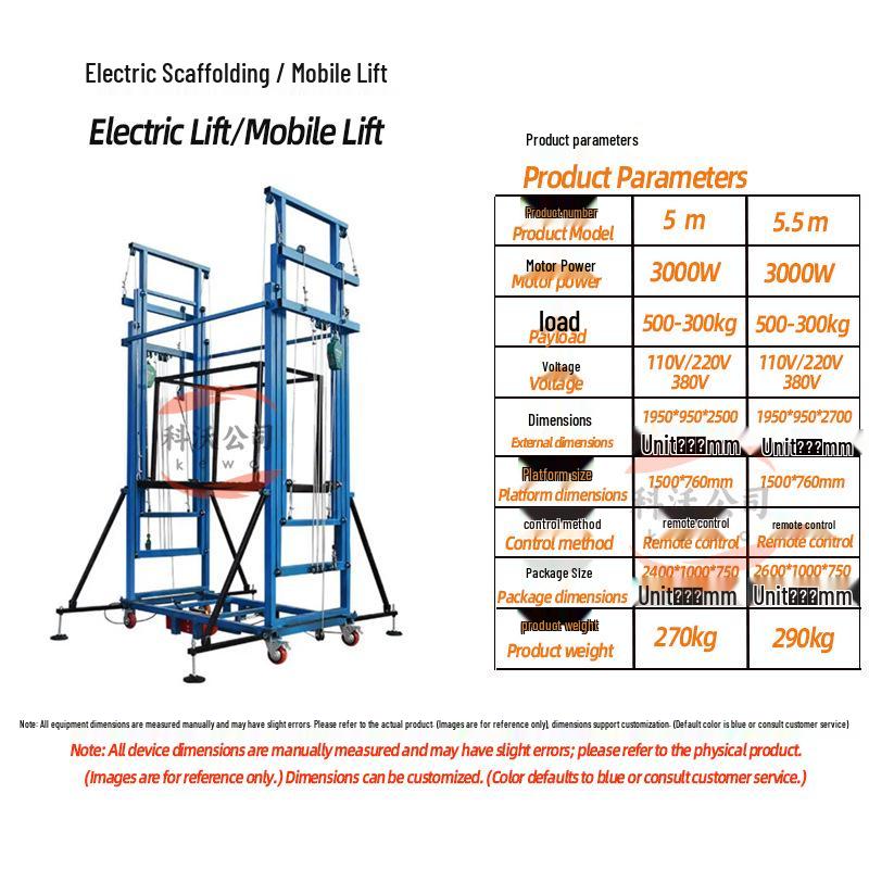 Foldable Remote-Control Electric Lifting Platform - Portable, Small, Movable Scaffold for Cargo, Hand, and Foot Operation