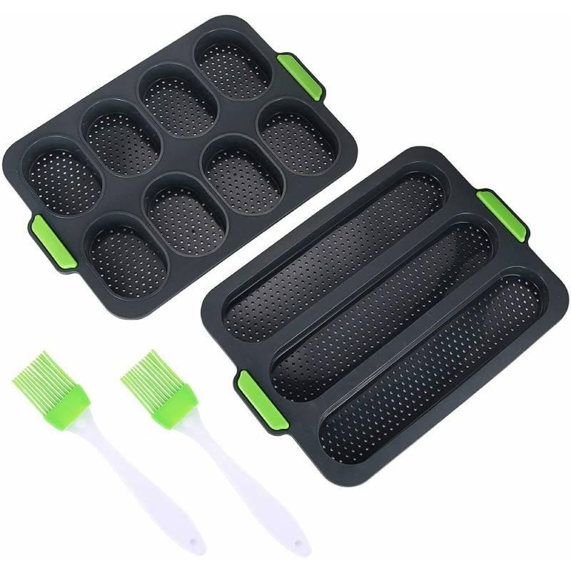 Plate Bread Baking Set Silicone Baking Bag Baking Plate 8 Grid Long Stick Shape