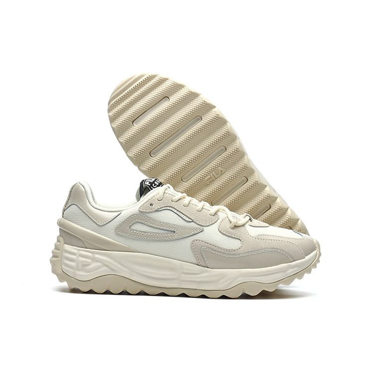 Fila Two-Layer Suede Two-Layer Cowhide Fabric Casual Versatile Low-Top Dad Shoes Men Sneakers Snow-White F12M144159FVI