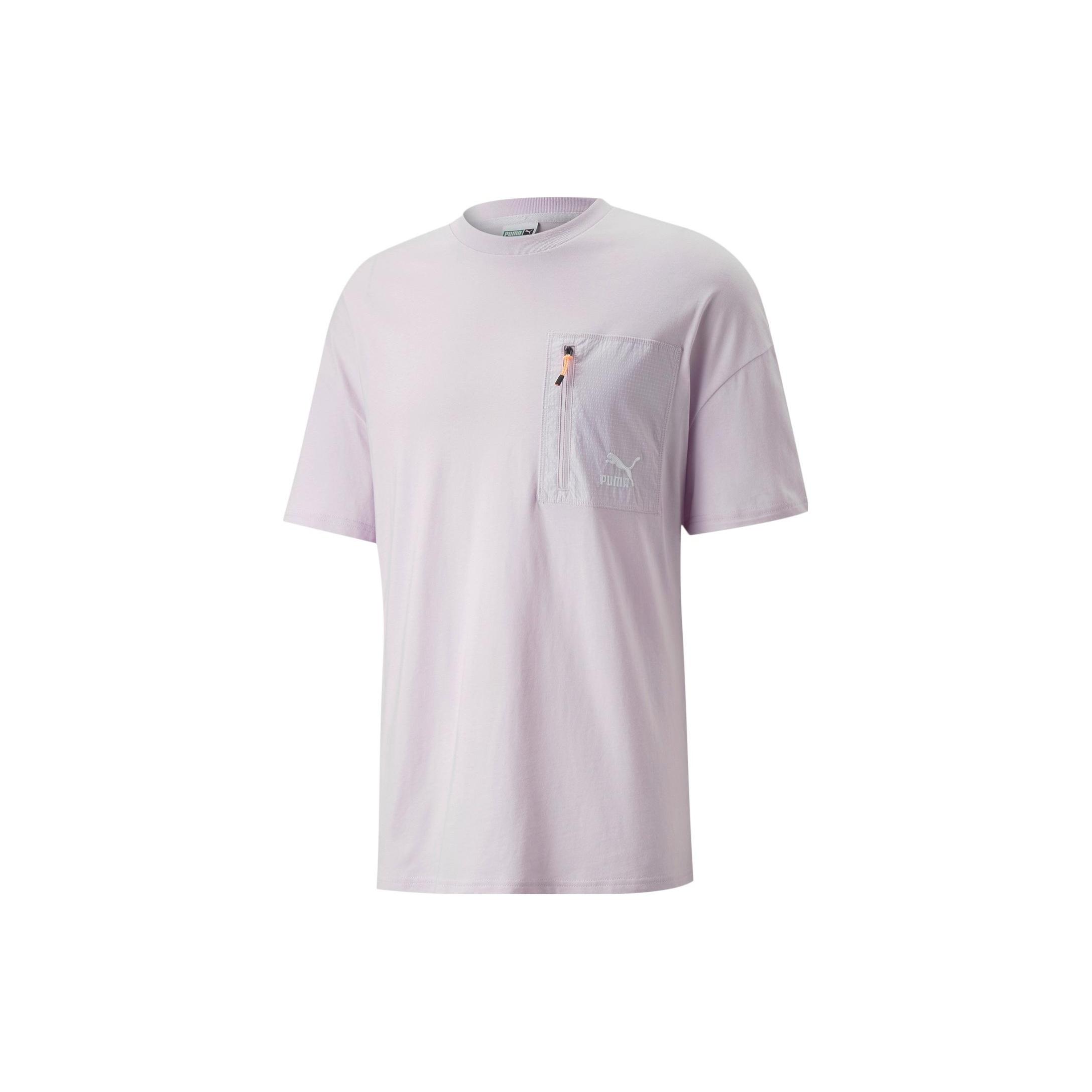 PUMA Logo Zip Pocket Tee Purple Men s 535418-17 XS
