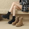 2025 autumn and winter new fashion Martin boots women's platform small man height increase front lace-up muffin platform short boots
