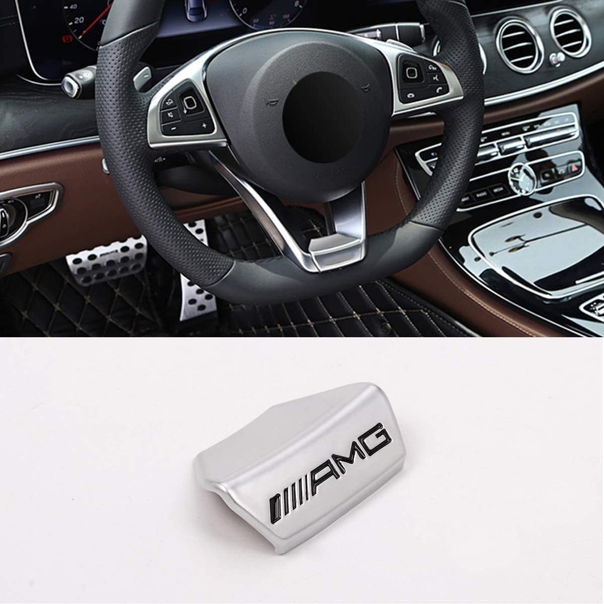 

Эмблема рулевого колеса AMG, совместимая с Mercedes-Benz A B C E GLA серебряный