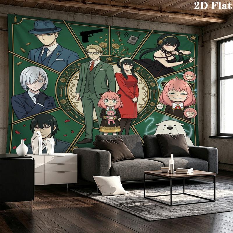 Spy Family Wall Tapestry Aesthetic Wall Hanging Printed Fabric Blanket Decorative Tapestries For Bedroom Living Room Home Decor