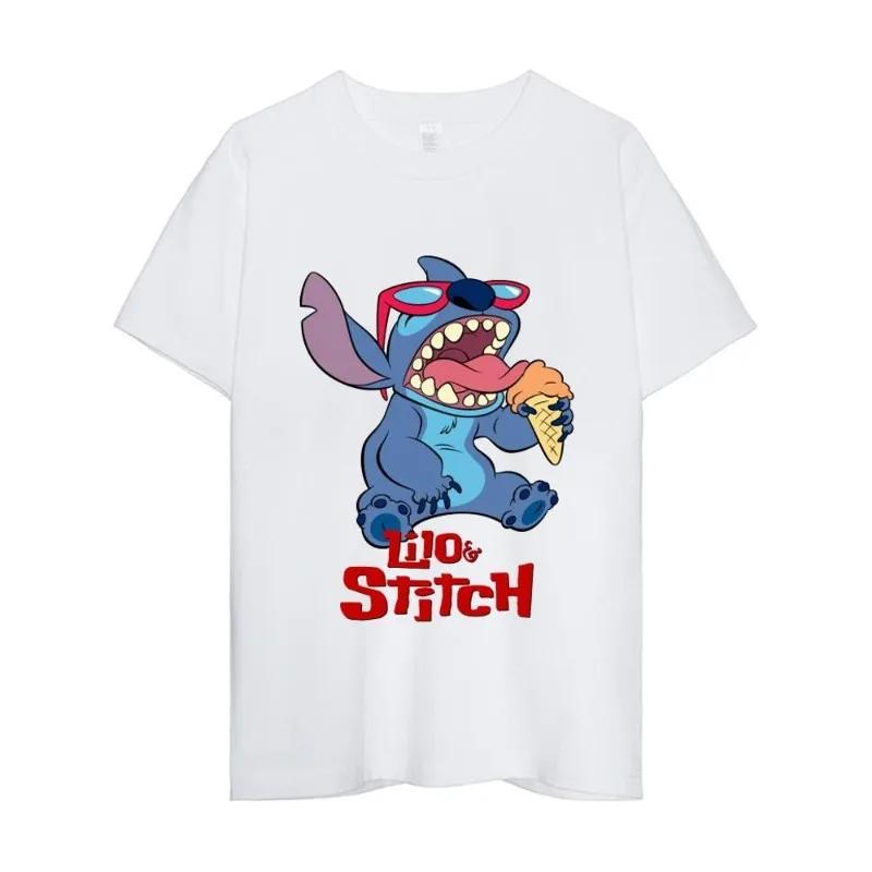 

MINISO Disney Лило Стич Футболка Мужская Парная Комбинация Одежды Короткий Рукав Воротник Мода Женская Хлопок S
