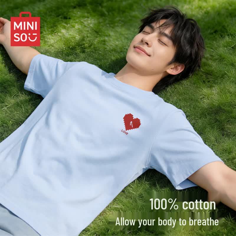 MINISO Men s Pure Cotton Graphic T-Shirt L