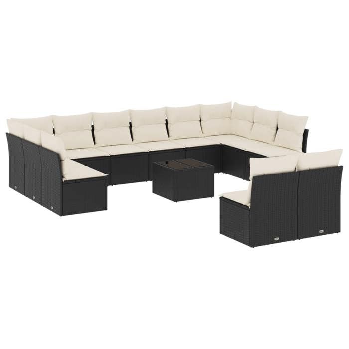 VidaXL Garden Lounge Set with Cushions 13 Pcs Black Wicker 3218376
