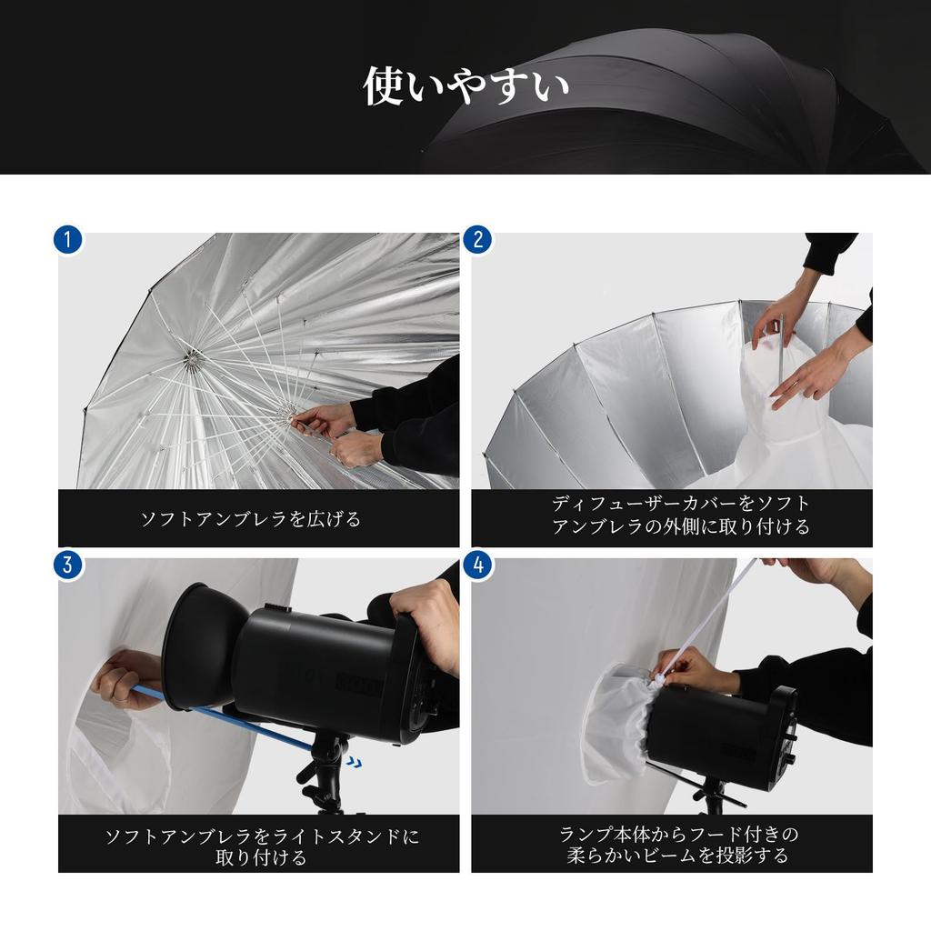 NEEWER Parabolic Reflector Umbrella Photography Umbrella with Silver Soft Lighting Quick Folding for Flash NS4U 71"/180cm Inner/Diffuser Cover/Bag