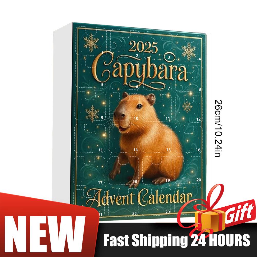 Capybara 24 Days Christmas Countdown Calendar with 24 2D Flat Capybara Ornaments Advent Calendar for Christmas Tree Home Decor
